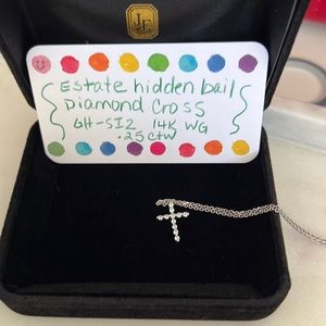 Diamond Cross Pendant 14k WG